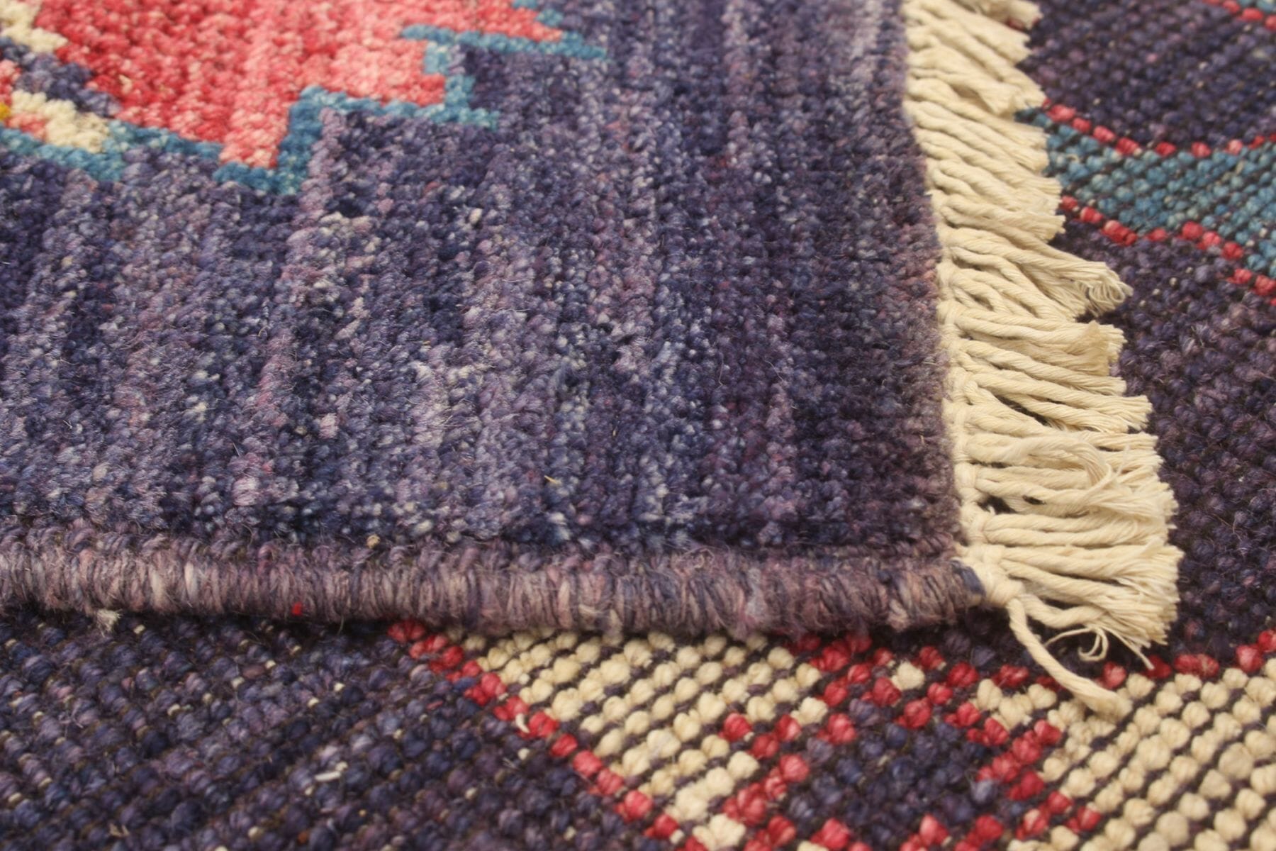 A close-up of a blue rug