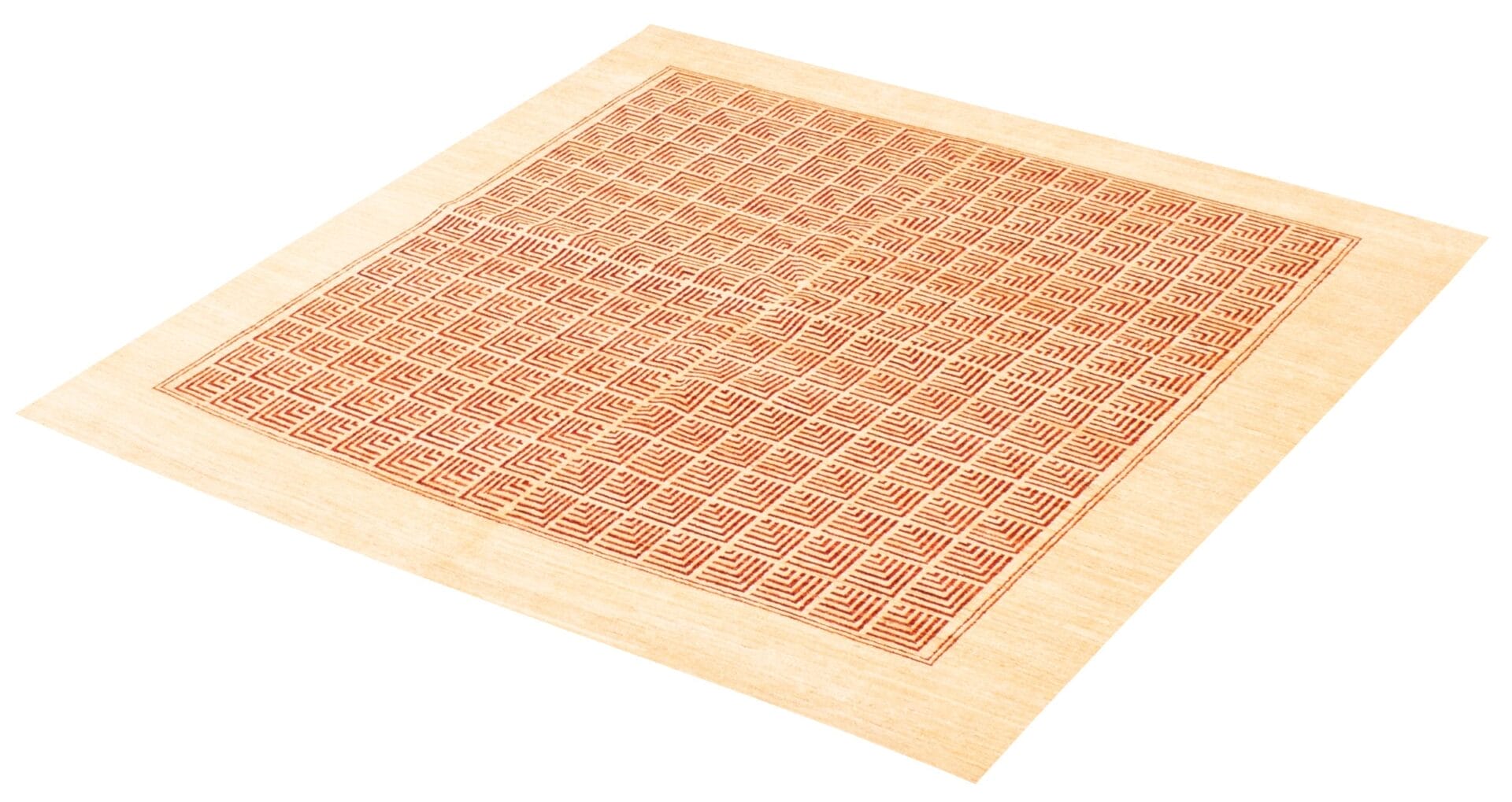 Een houten vierkant met een patroon dat doet denken aan een vloerkleed of tapijt.
