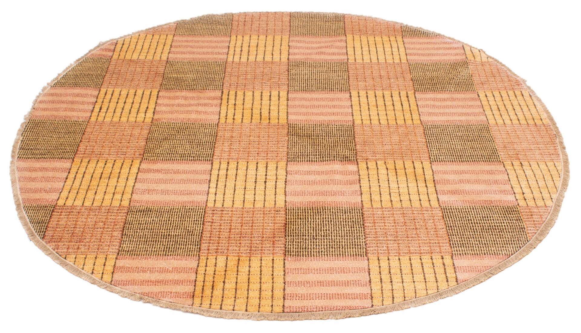 Beschrijving: Een vloerkleed met een schaakbord patroon.