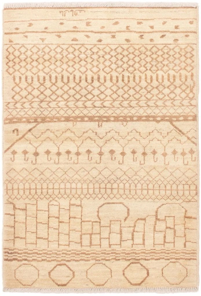 Indiase Tanger handgeknoopte wollen vloerkleed, 132 x 191 cm