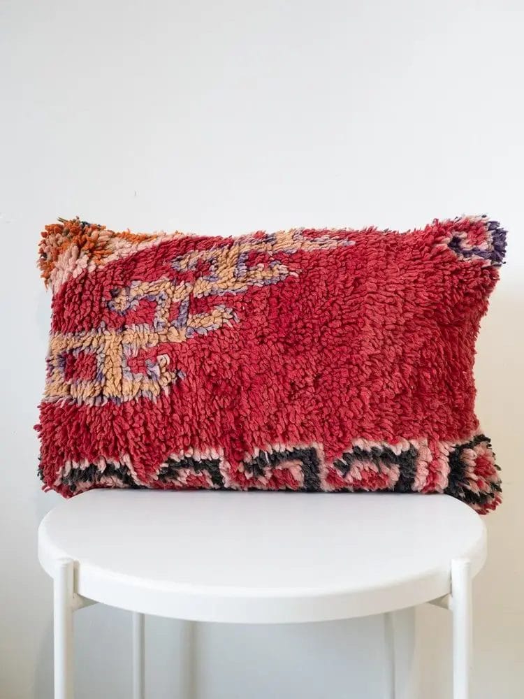 Handgemaakt kussen van Marokkaanse wol - Vintage rood - 60 x 45 cm