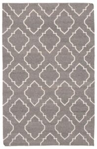 Rechthoekige grijze Turkse Ankara FW kelim, 160 x 249 cm, met een herhalend geometrisch patroon in het wit.