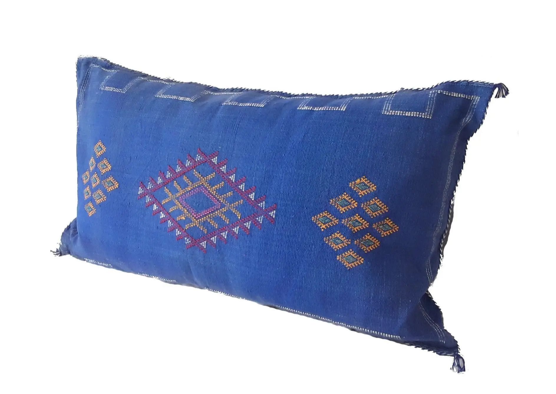 Decoratieve lendenkussenhoes van Bohemian Cactus zijde - Ocean - Washed Blue Jean