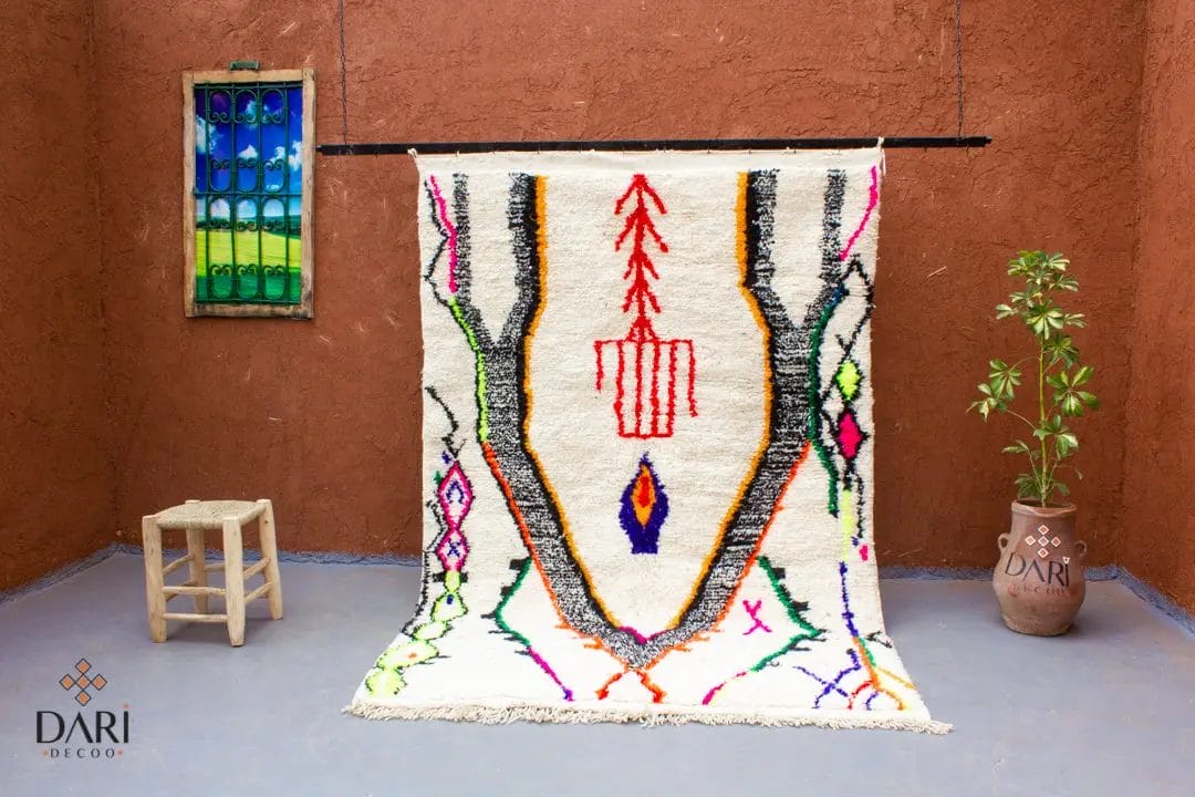 WOLLEN VLOERKLEED MET GEMENGD TRIBAL PATROON