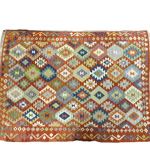 Kelim-tapijt | Oosters vloerkleed, kleurrijk, geometrisch.