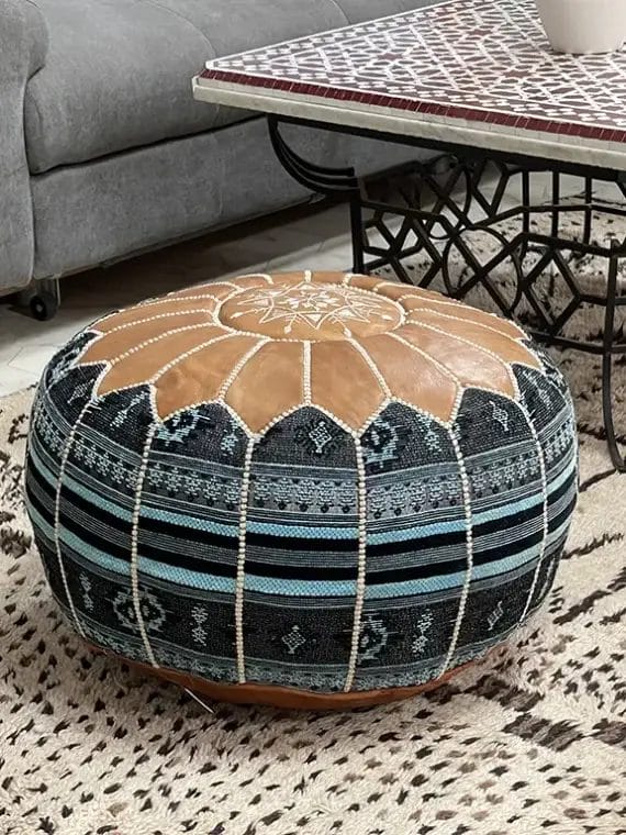 Marokkaanse poef, handgemaakt van authentiek Marokkaans leer